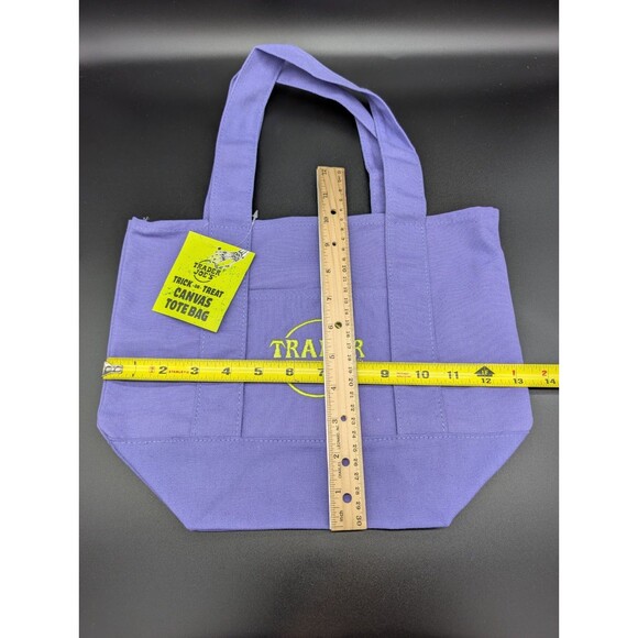NWT Trader Joe's Mini Halloween Canvas Trick-or-Treat Tote Bag, Purple w/ Green - Picture 2 of 2